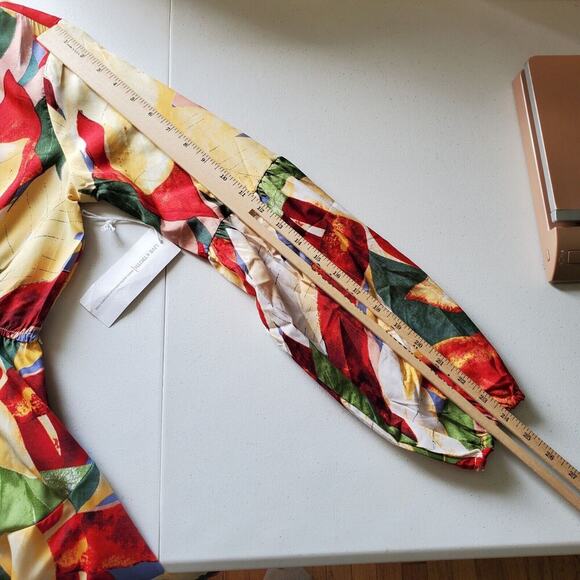 Live 4 Truth A-Line Mini Dress Vibrant Floral Puff Sleeve NEW Party Tropical - Picture 10 of 16